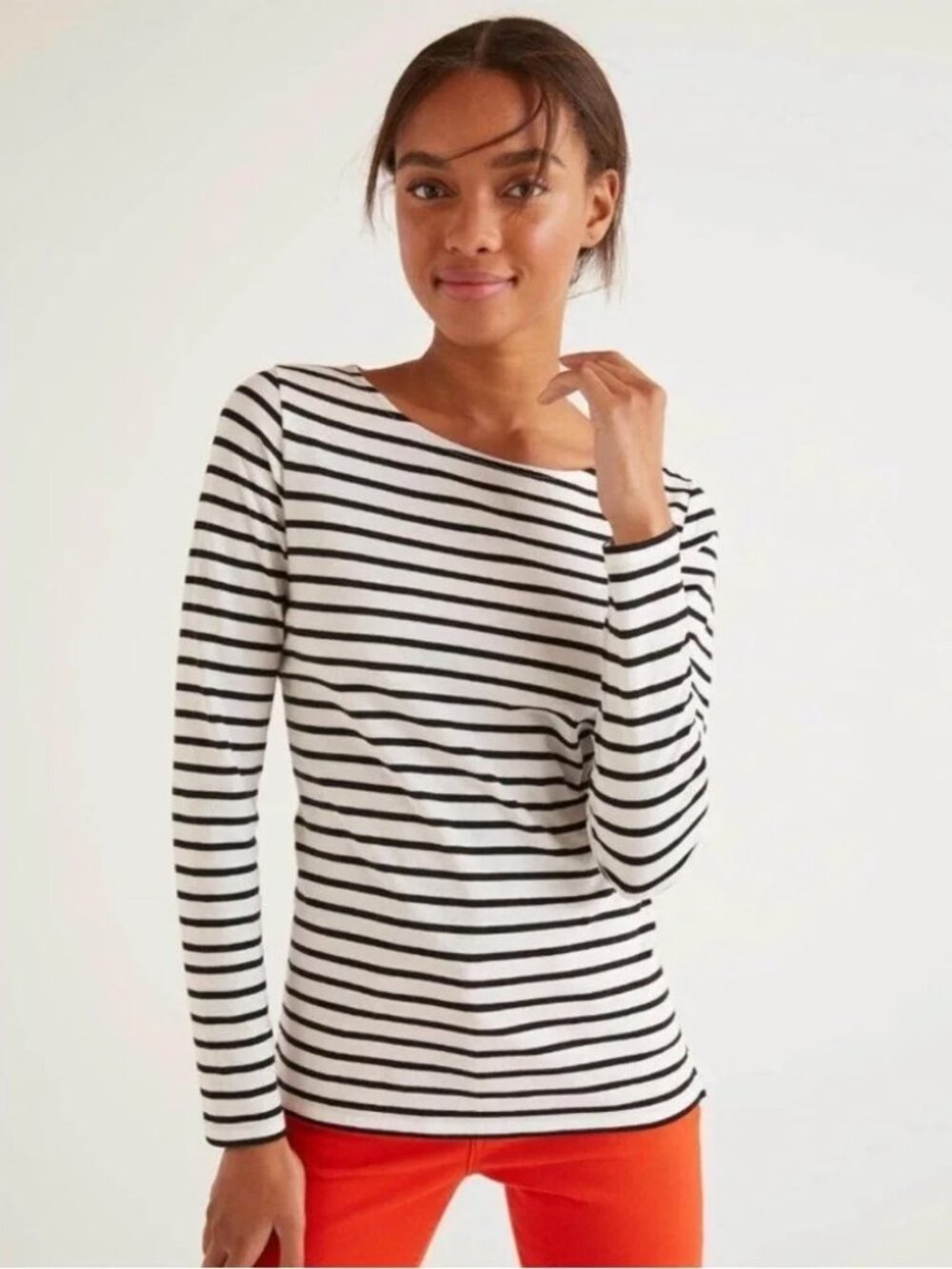 Boden‎ Black Stripe Ella Long Sleeve Cotton Top